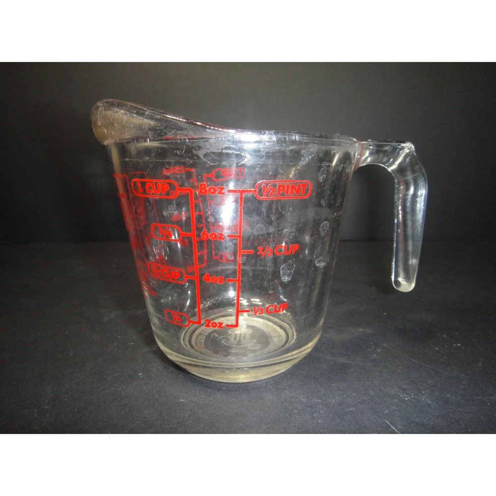 Anchor Hocking 1 Cup Glass Measuring Cup Red Markings 8oz 250ml Microwave Safe